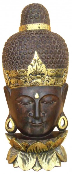 Buddha Maske 100 cm stehend, HolzMaske aus Bali Wandmasken 